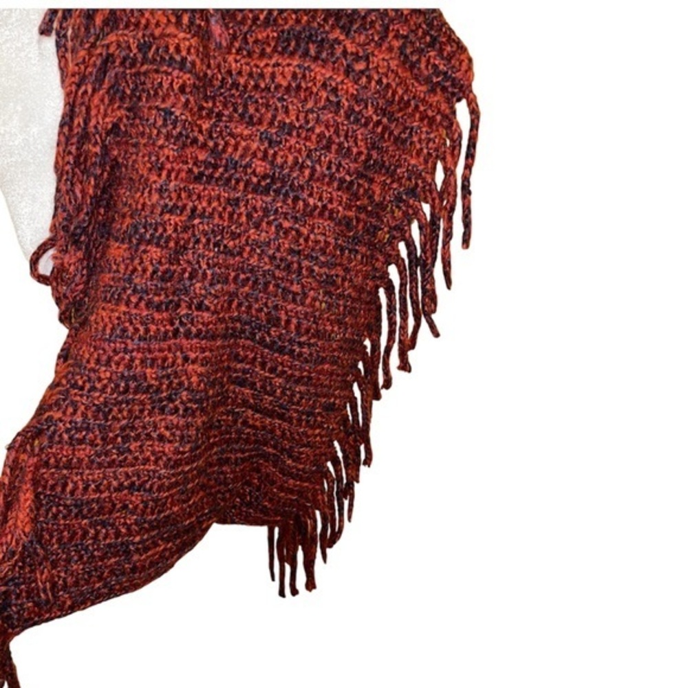 5 for $25 ❄️ Knit‎ Infinity Scarf Orange Black Fringe - Picture 5 of 6